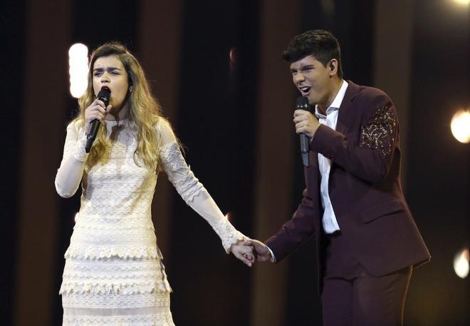 Amaia y Alfred en el primer ensayo general de Eurovisión