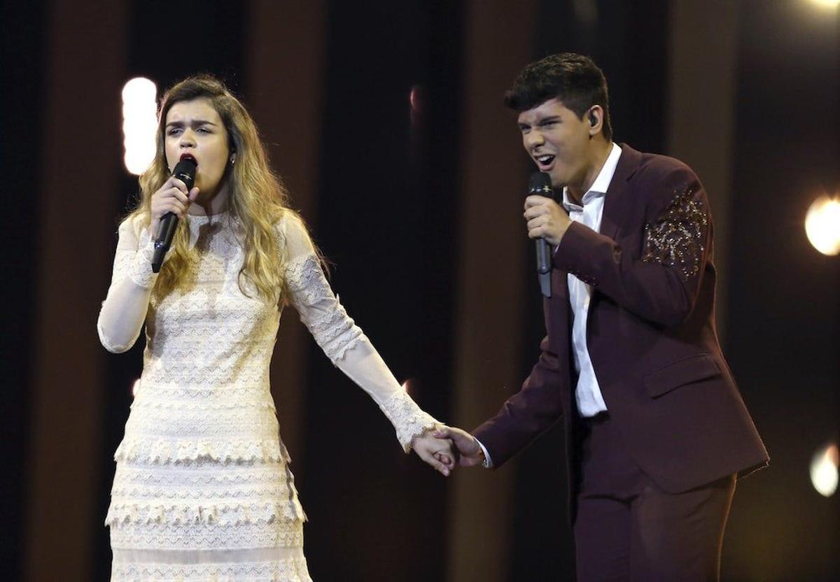 Amaia y Alfred en el primer ensayo general de Eurovisión