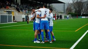 Celebración de uno de los goles del Prat
