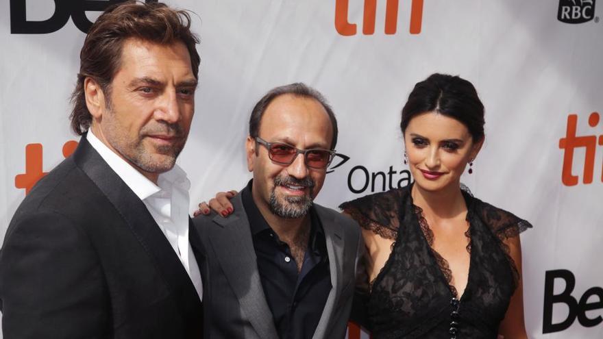 Asghar Farhadi, con Penélope Cruz y Javier Bardem