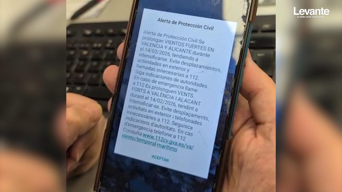 El Es-Alert por el aviso naranja por fuerte viento en València