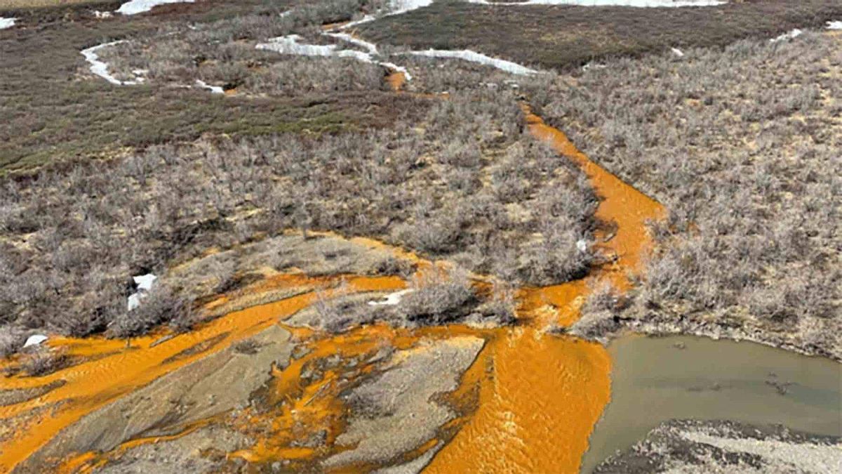 Rio de Alaska teñido de naranja