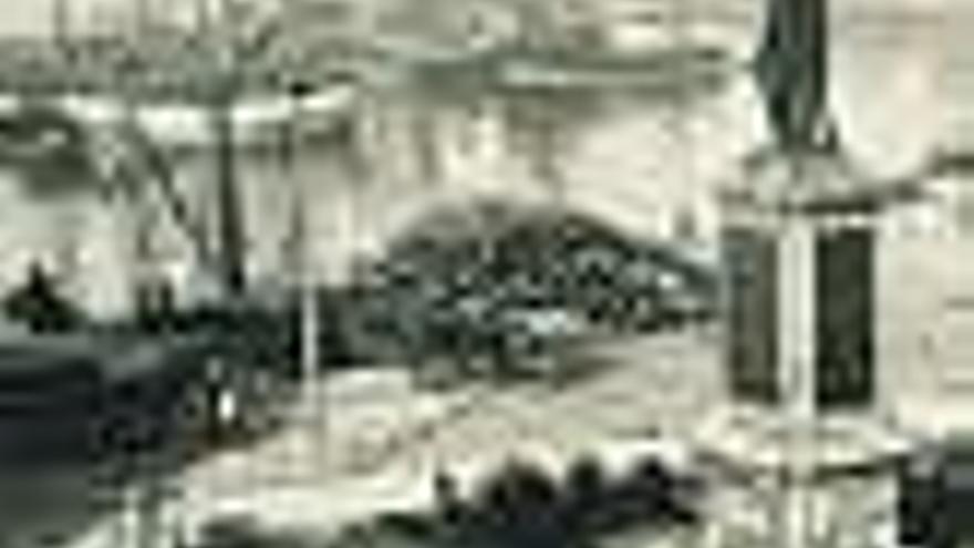 Fotografía aérea del itsmo de Cimavilla y del puerto viejo antes del inicio del Plan Especial de Protección y Reforma.