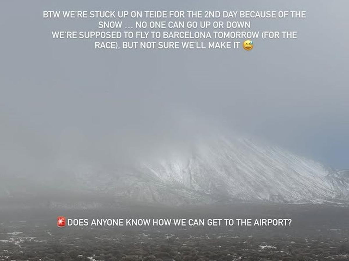 El mensaje de 'auxilio' de Evenepoel y su mujer para poder salir de El Teide.