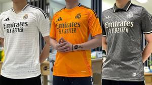 La primera, segunda y tercera camisetas del Real Madrid para la temporada 2024/2025.