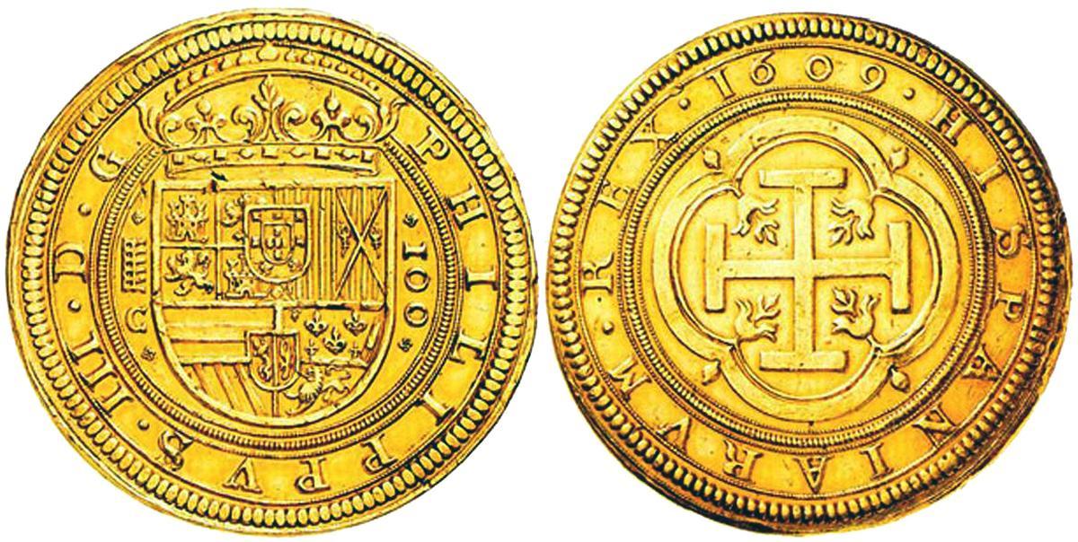 Moneda de 100 escudos (Cetén, Segovia 1609-1618)