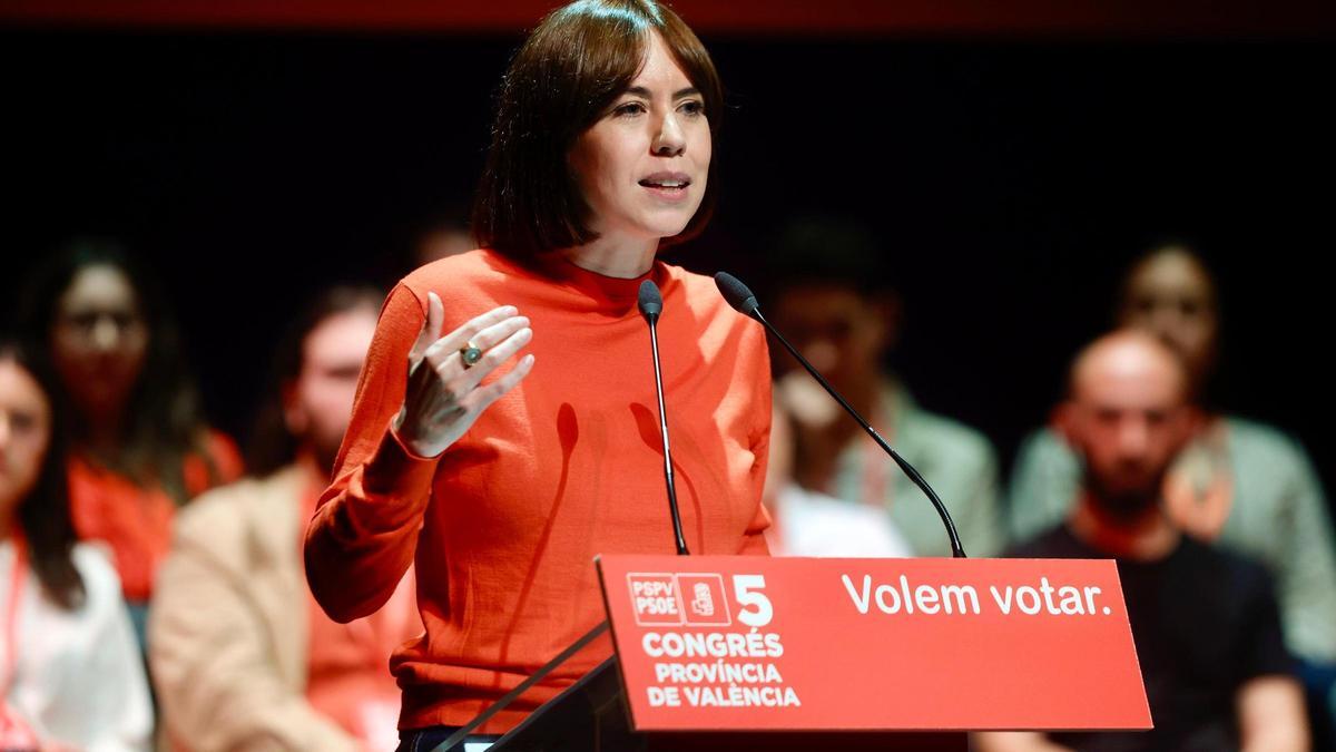 Diana Morant, ayer, en el Congreso Provincial del PSPV.
