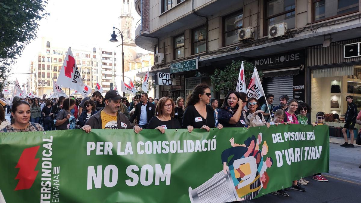 Manifestación de profesorado interino en Valencia