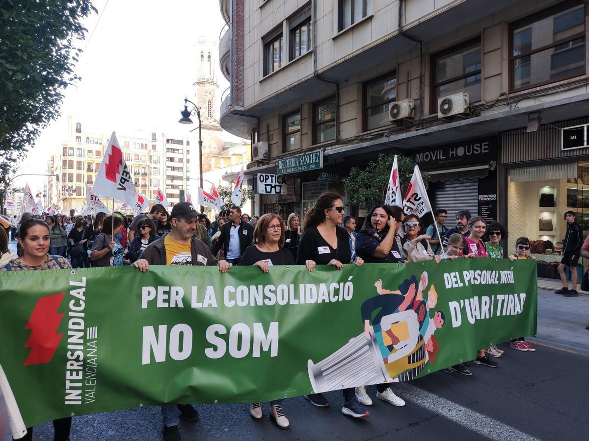 Manifestación de profesorado interino en Valencia
