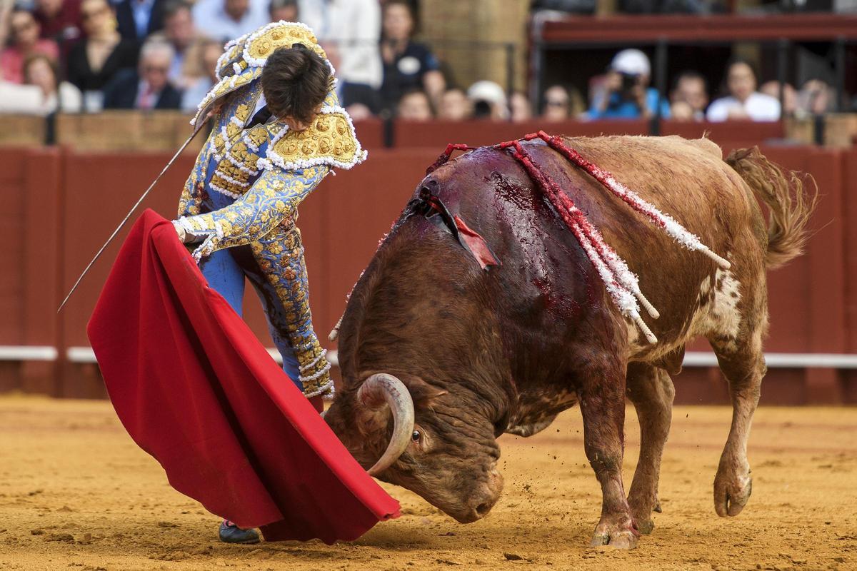 Roca Rey, cogido aparatosamente por el quinto toro en Sevilla