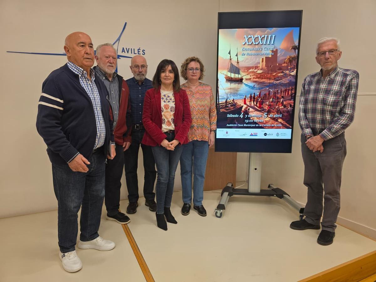 De izquierda a derecha, César Martínez, José María Fernández, Felipe Arabia, Yolanda Alonso, Mercedes Rodríguez y Emilio Alonso.