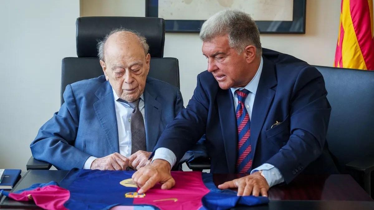El expresidente de la Generalitat Jordi pujol y el presidente del FC Barcleona, Joan Laporta