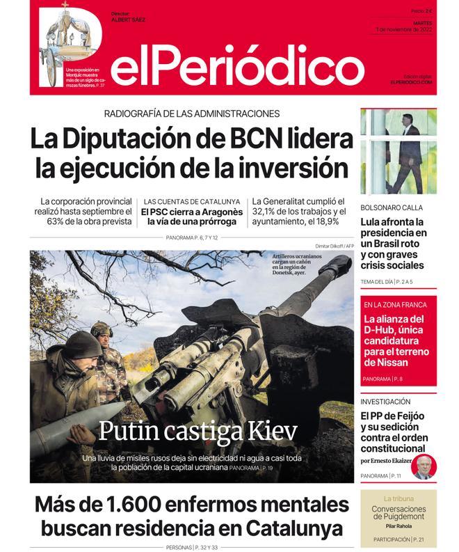 La portada d’EL PERIÓDICO de l’1 de novembre del 2022