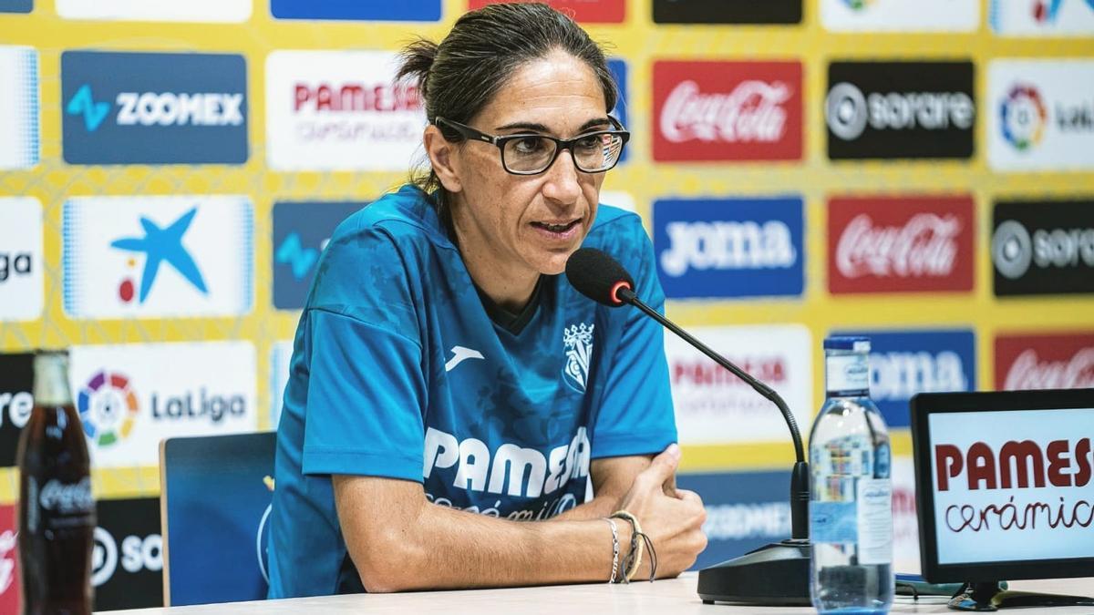 Sara Monforte, durante una rueda de prensa para analizar el partido del fin de semana de su equipo.