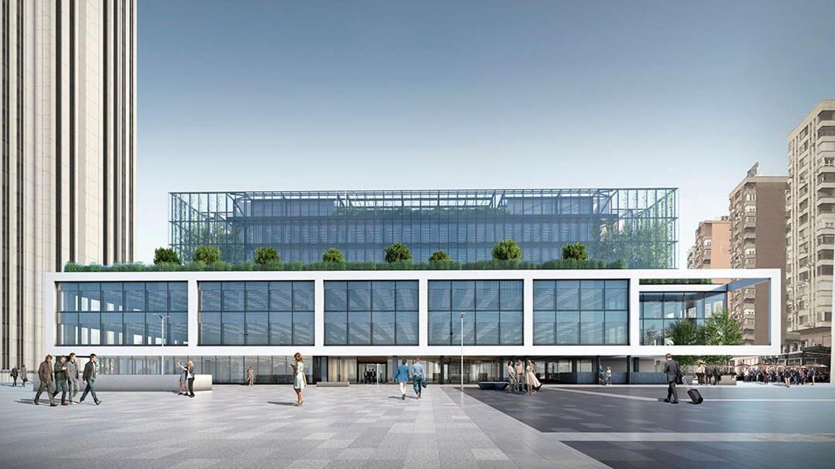 Recreación del nuevo edificio de oficinas de Merlin Properties en Azca, que alquilará parcialmente IBM.