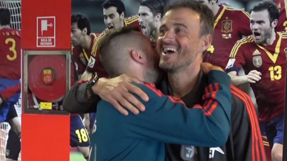 El momento más esperado: el abrazo entre Luis Enrique y Jordi Alba