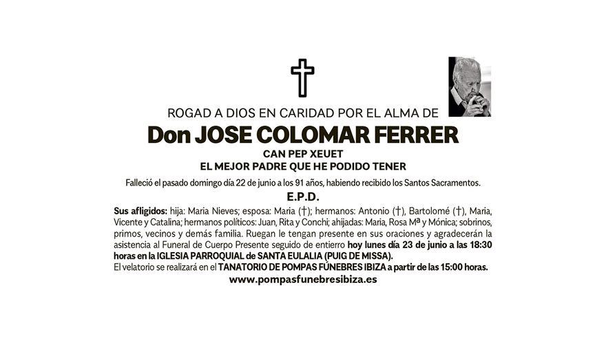 Esquela José Colomar Ferrer