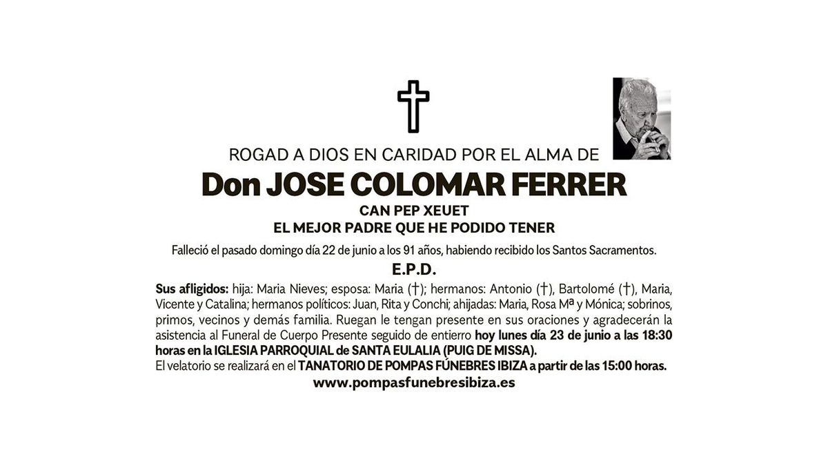 Esquela José Colomar Ferrer