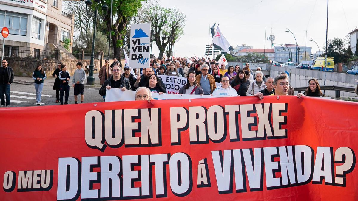 Imagen de archivo de una reciente manifestación para protestar por la crisis de la vivienda.