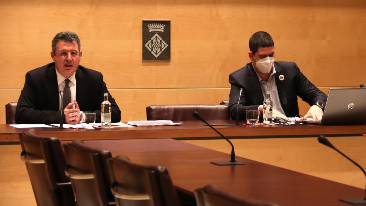 El president de la Diputació de Girona, Miquel Noguer, i el videpresident, Pau Presas, en roda de premsa