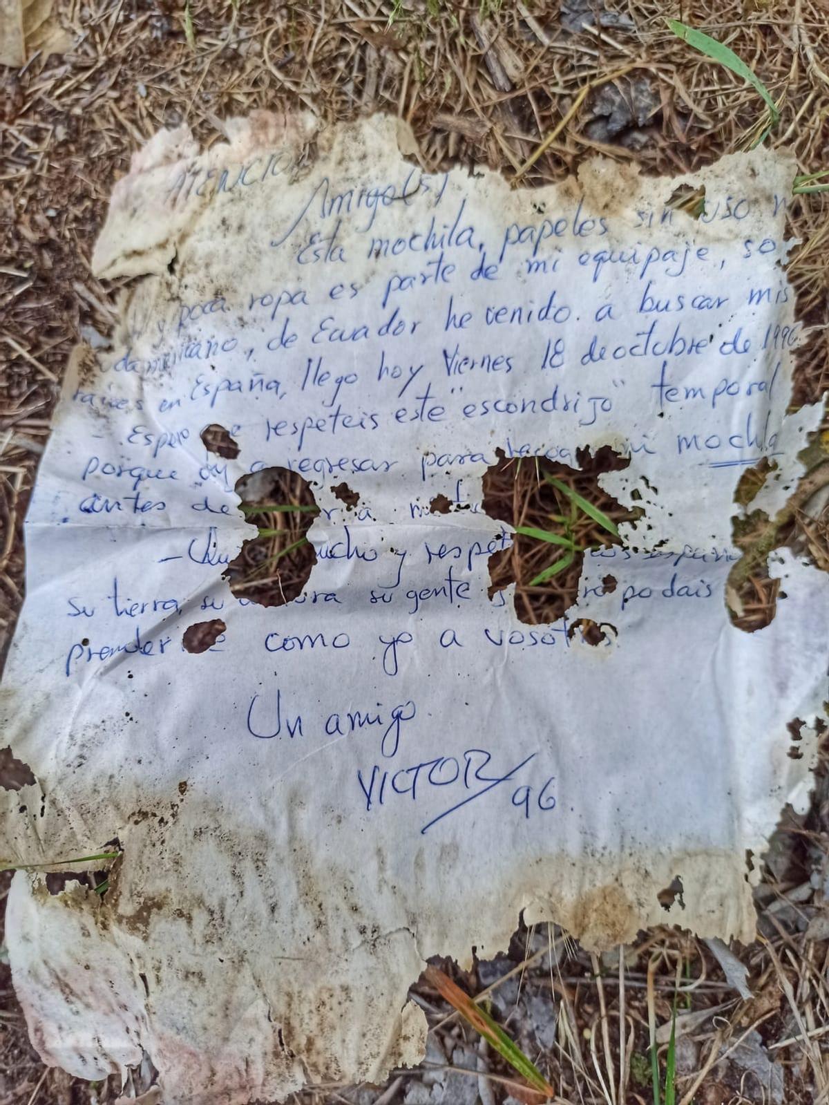 Carta escrita a mà del protagonista de la història