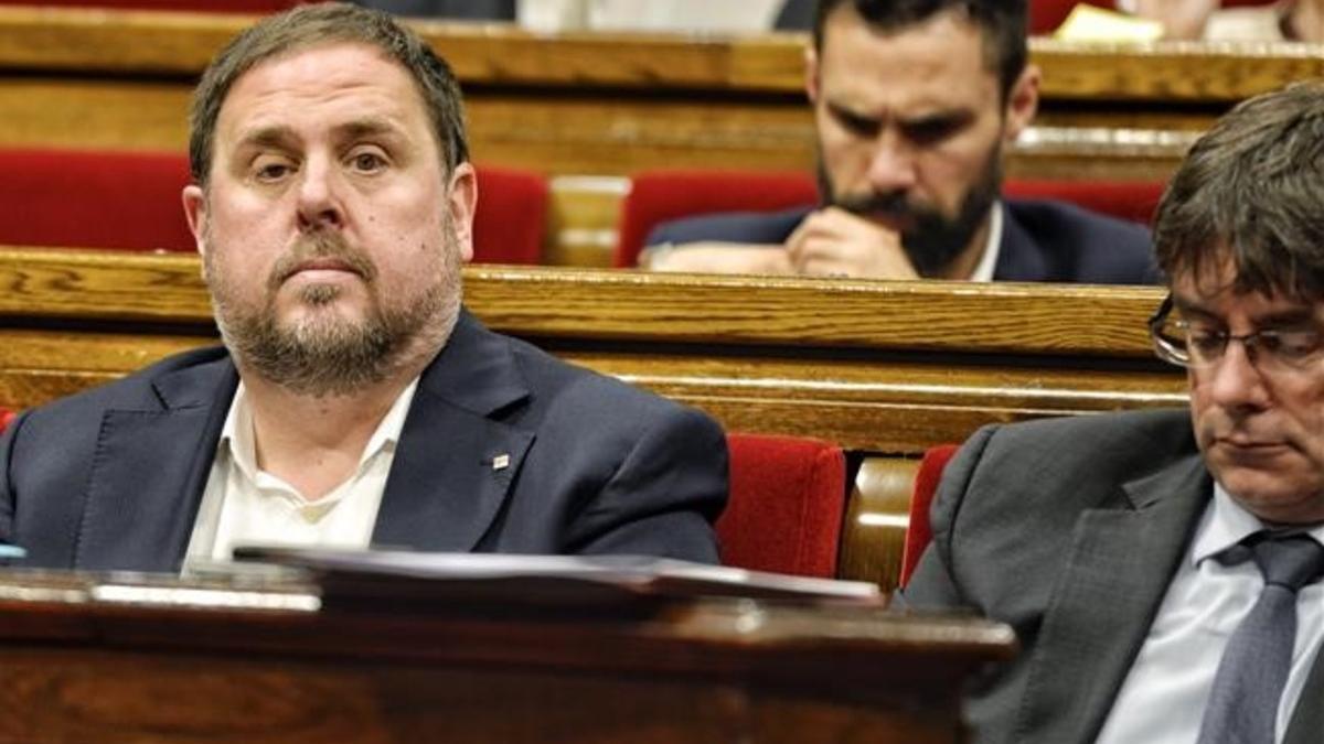 Junqueras y Puigdemont al Parlament