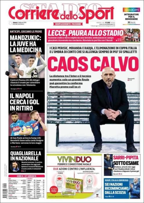 Portada CORRIERE DELLO SPORT sábado 2 febrero 2019