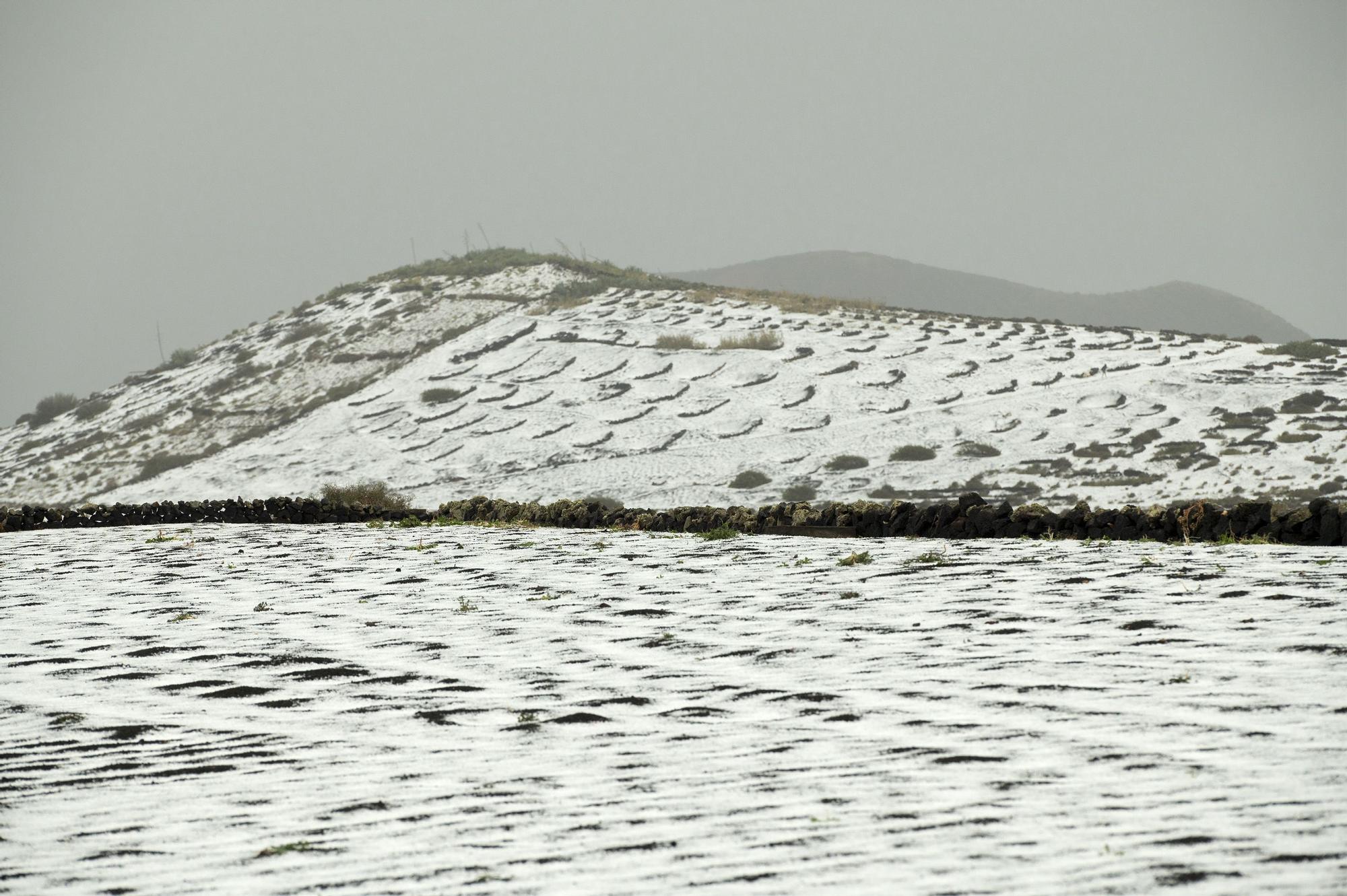 Temporal de lluvias y granizo en Lanzarote.