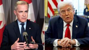Composición fotográfica con el primer ministro de Canadá, Mark Carney, y el presidente de Estados Unidos, Donald Trump.