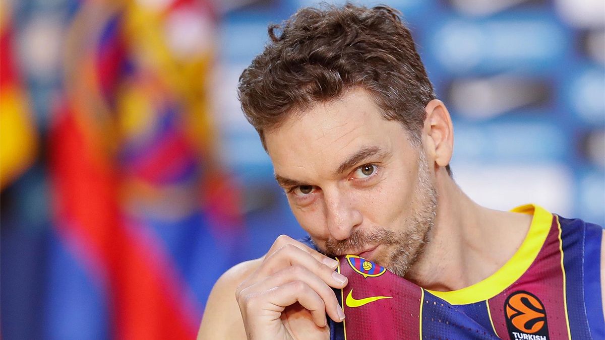 Pau Gasol, en su presentación con el Barça en el Palau