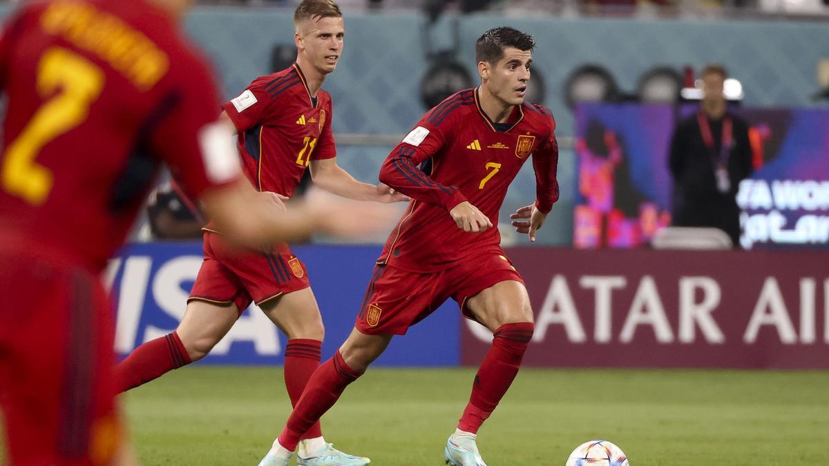 Álvaro Morata y Dani Olmo con la selección española en el Mundial de Catar.