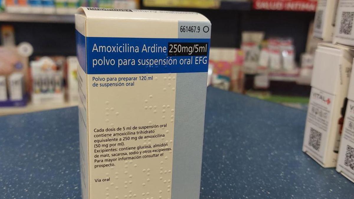 L’única mostra d’amoxicil·lina que quedava en una farmàcia de Girona.