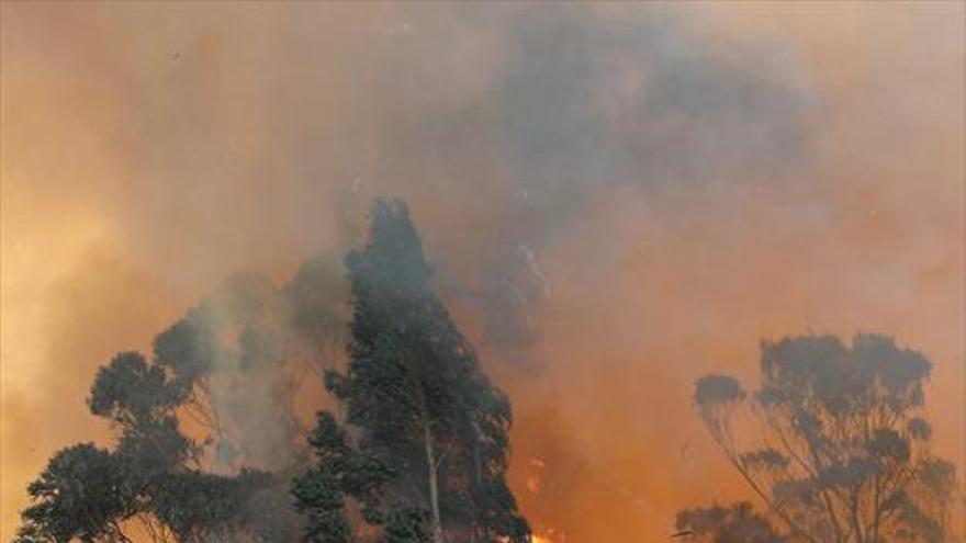 Casi 40 fuegos continúan todavía activos en Asturias