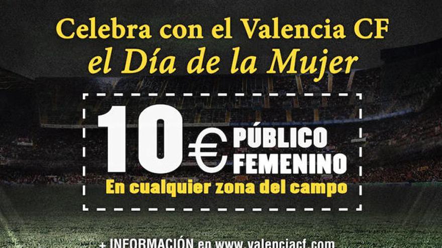 El Valencia CF celebra el Día de la Mujer con entradas a 10 euros para sus aficionadas