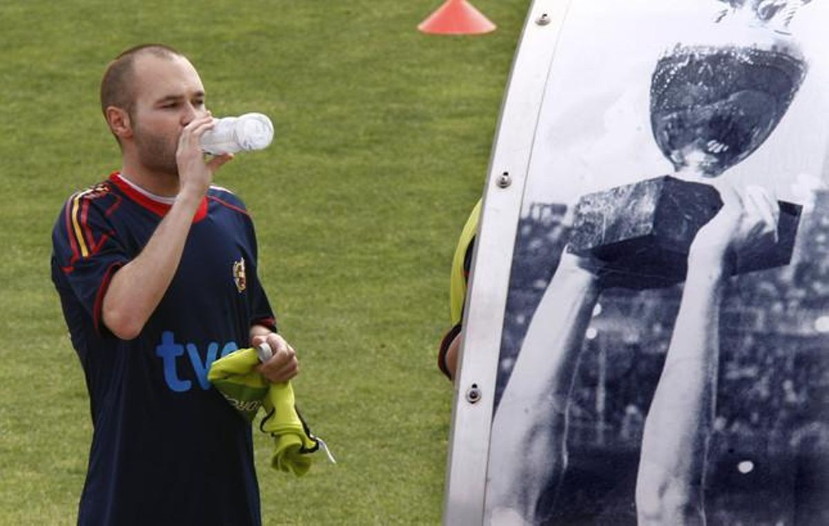 Iniesta, durant un entrenament de la selecció espanyola a la Ciudad Deportiva de Las Rozas.