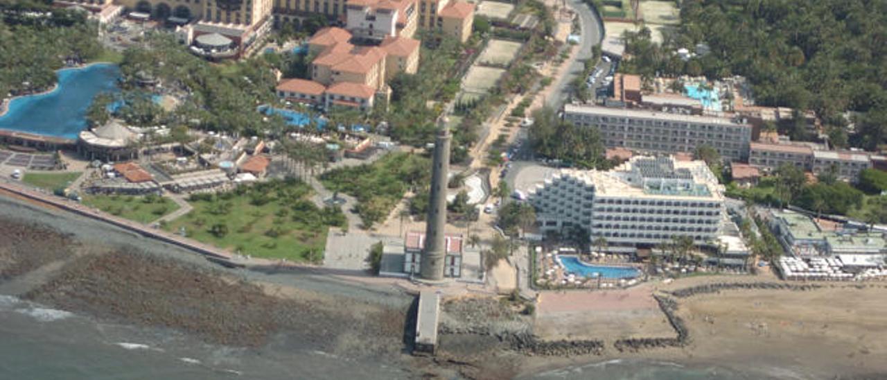 Vista aérea de los hoteles que conforman la planta alojativa de Meloneras.