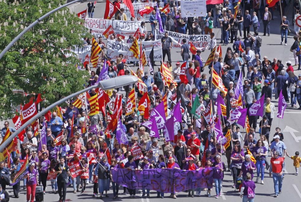 Manifestació del Primer de maig a Girona.