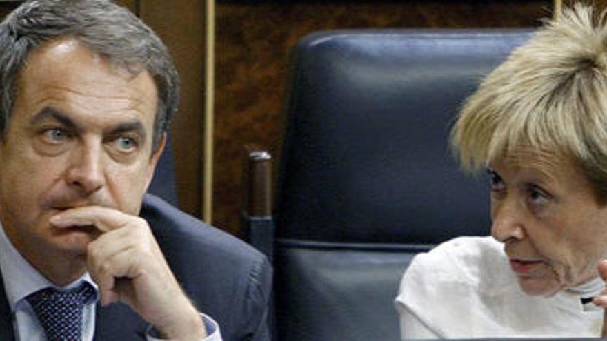 Zapatero y Fernández de la Vega, en el Congreso.