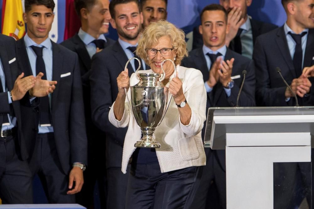 Las celebraciones del Real Madrid tras ganar su decimotercera Copa de Europa.