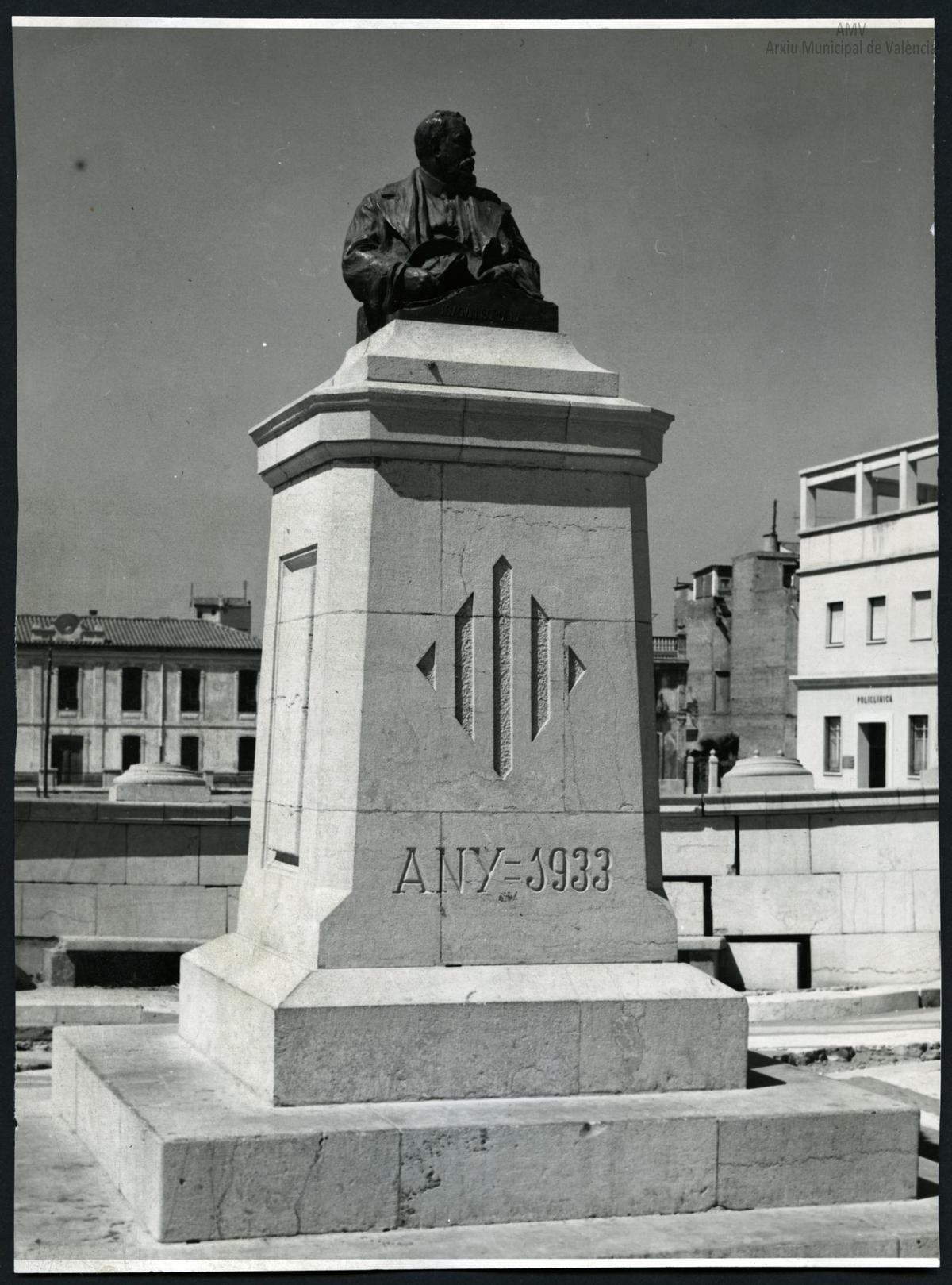 Foto histórica del antiguo monumento de Sorolla en el Cabanyal.