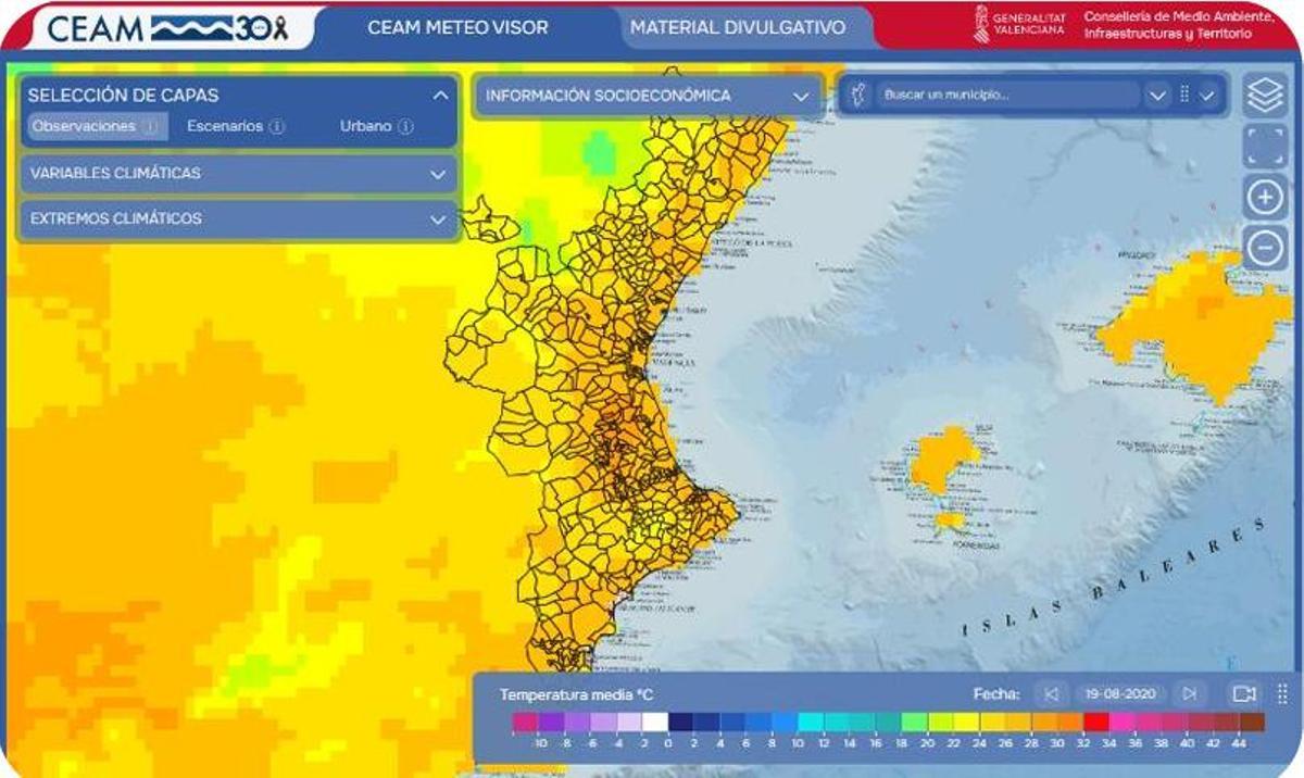 Imagen del nuevo visor climático del CEAM.