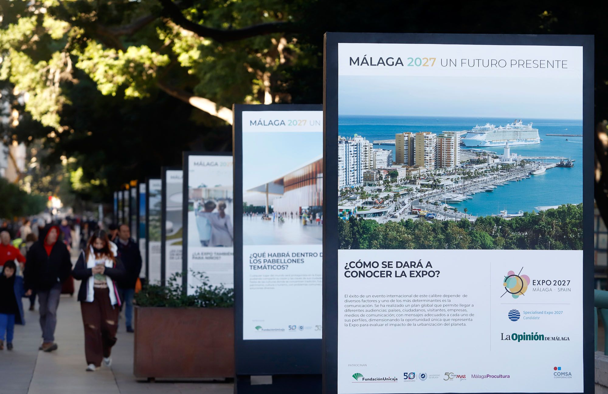 Exposición 'Málaga 2027 Un Futuro Presente', organizada por La Opinión, en la Alameda y la calle Larios