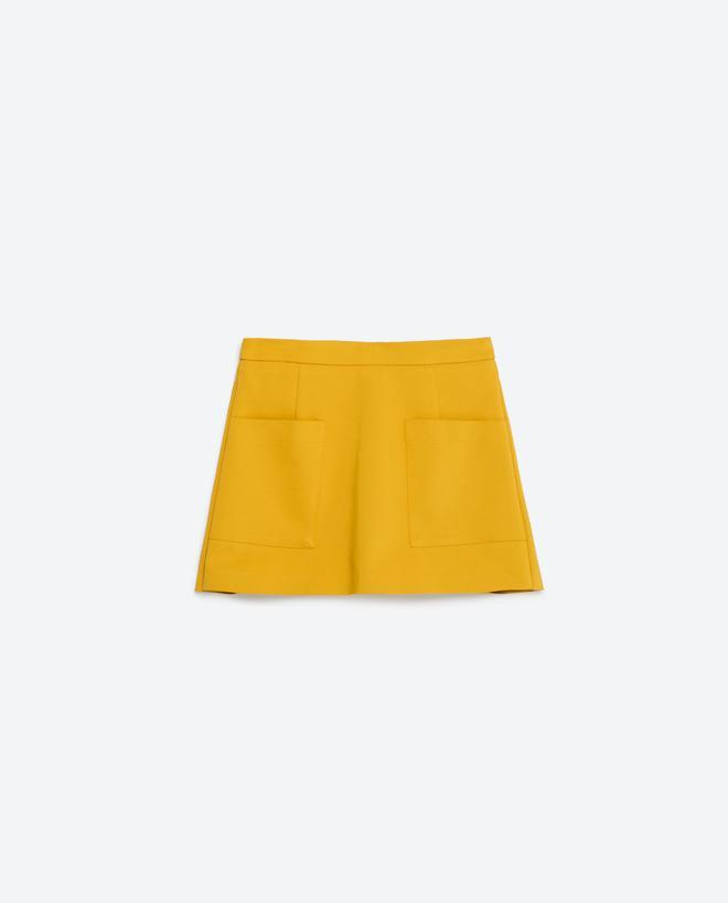 Falda pantalón amarillo, Zara
