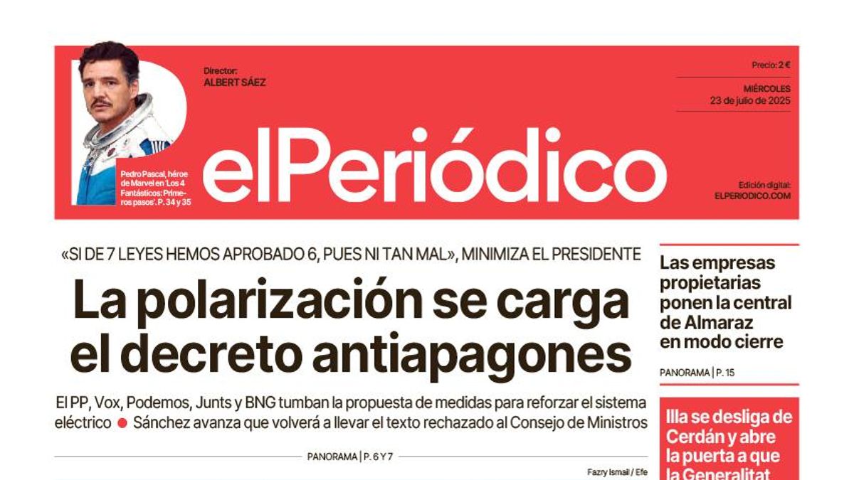 La portada de EL PERIÓDICO del 23 de julio de 2025