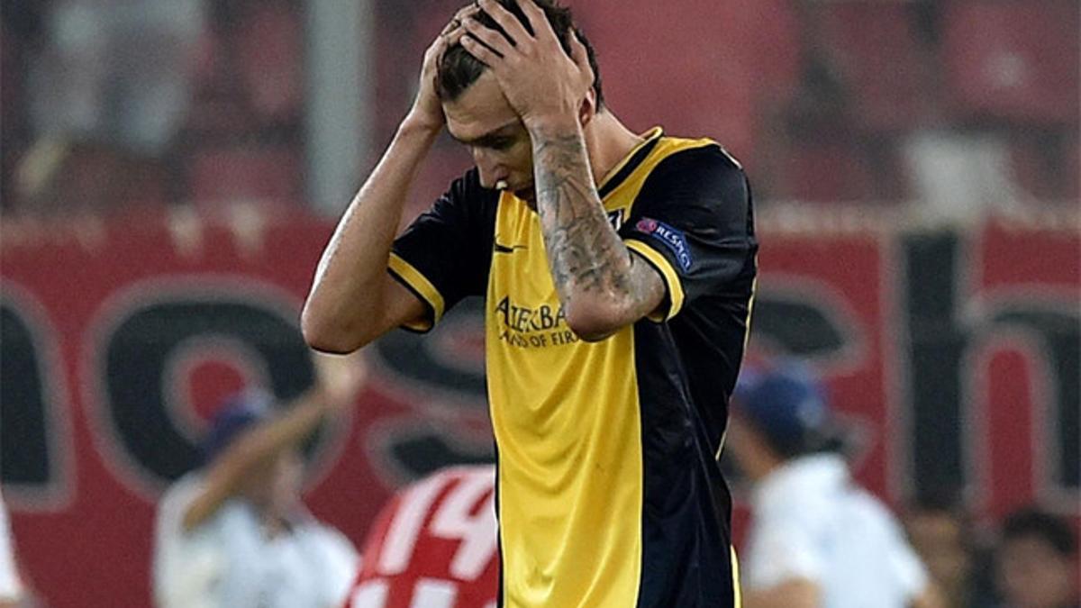 Mario Mandzukic durante el Olympiakos-Atlético de Madrid de la Champions 2014-15