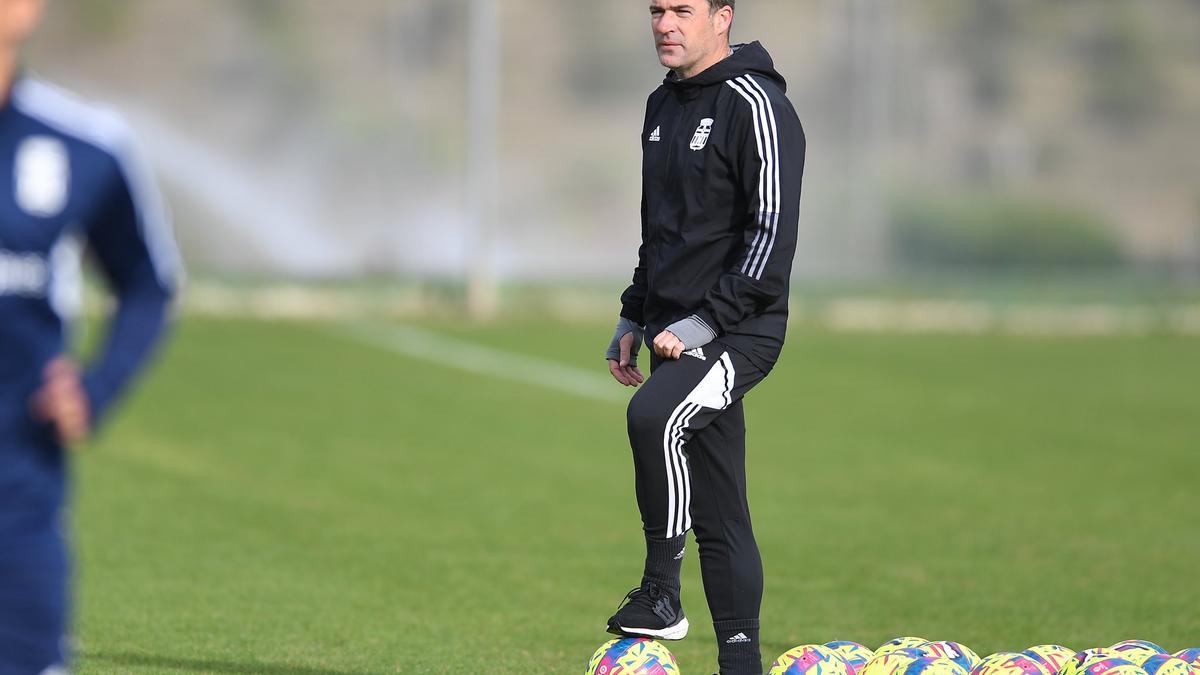 Luis Carrión, en el entrenamiento de esta mañana