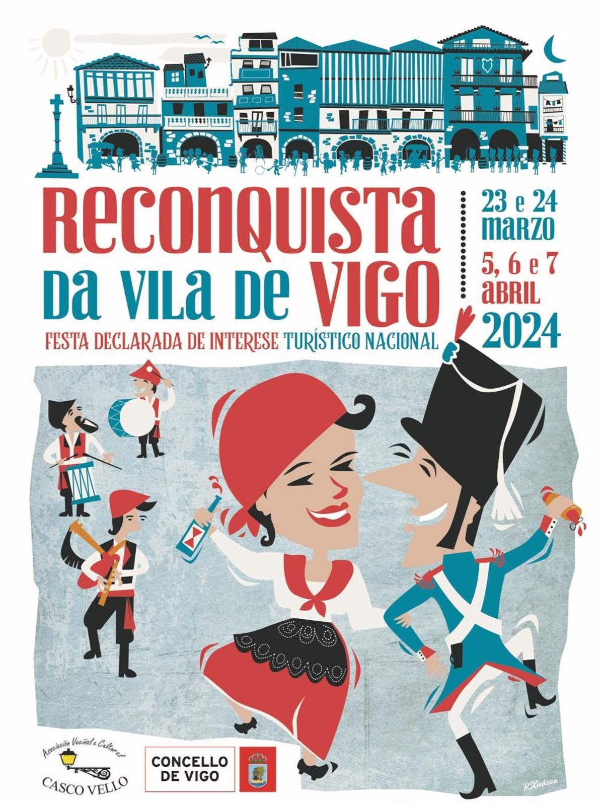 Cartel oficial de la Reconquista de Vigo diseñado por Rubén Suárez.