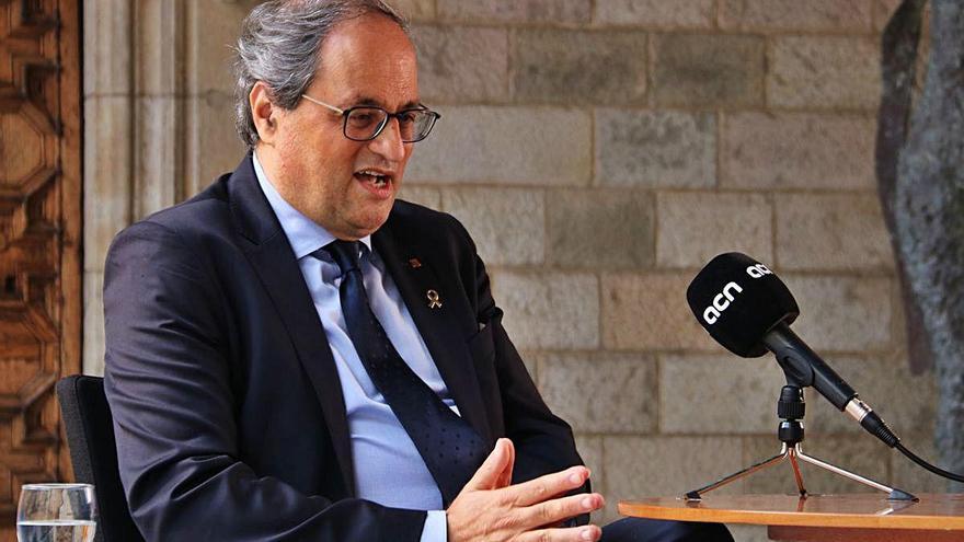 El president de la Generalitat, Quim Torra, en una entrevista al Palau de la Generalitat.