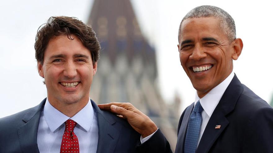 Obama junto al primer ministro de Canadá, Justin Trudeau.