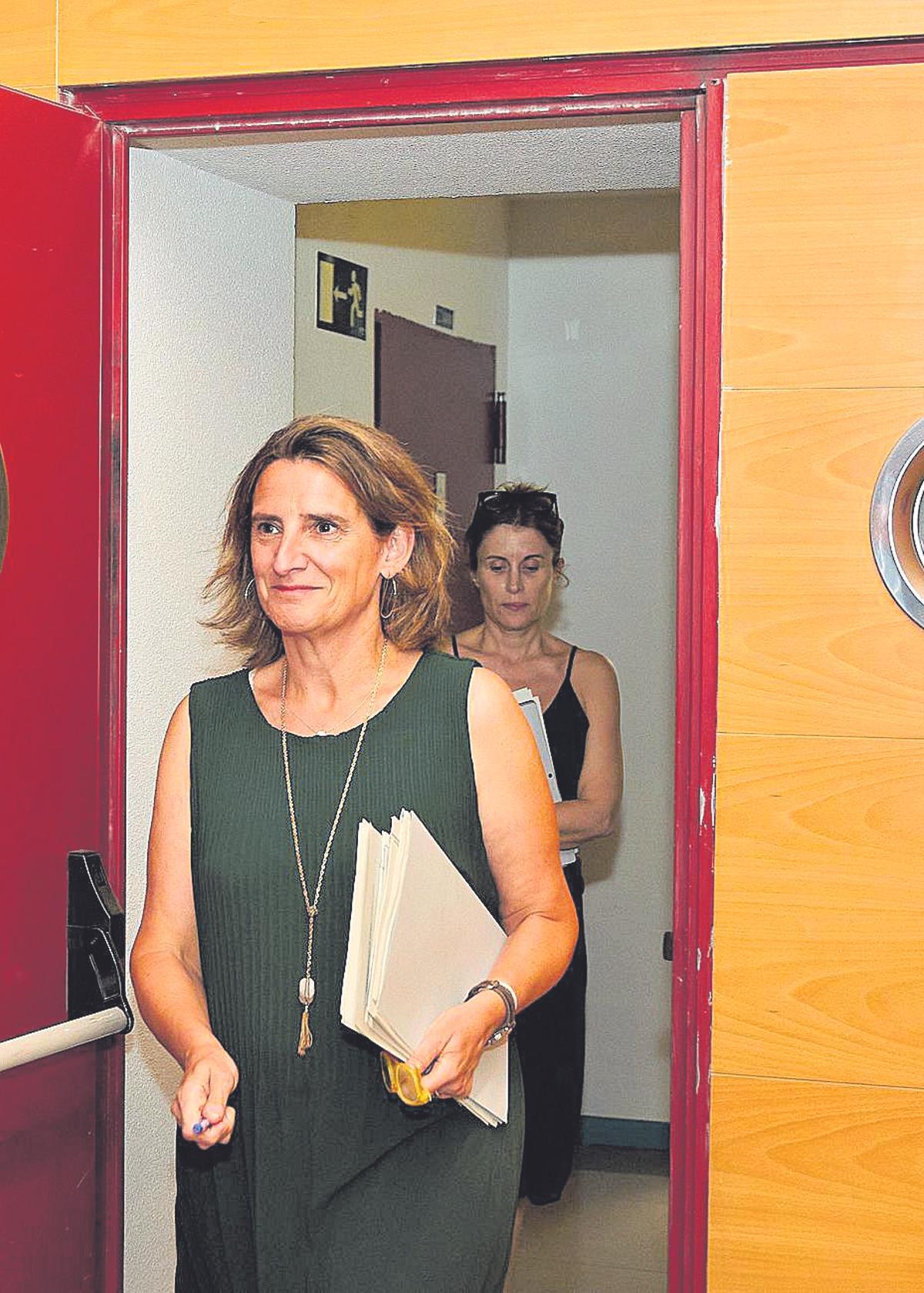 Teresa Ribera, ayer a su llegada a la rueda de prensa.